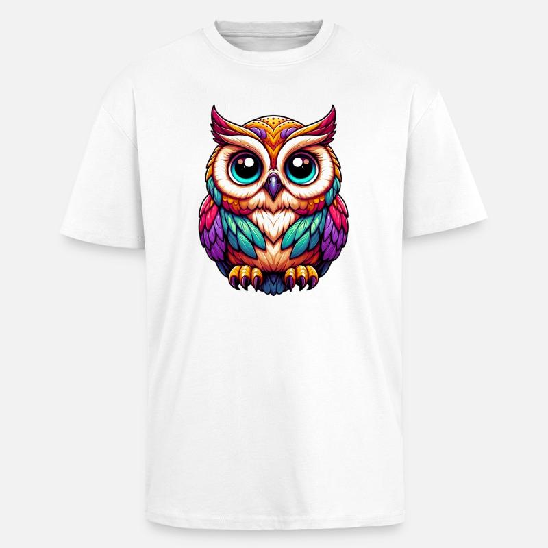 Eule - Oversized Heavyweight Unisex T-Shirt - Weiß