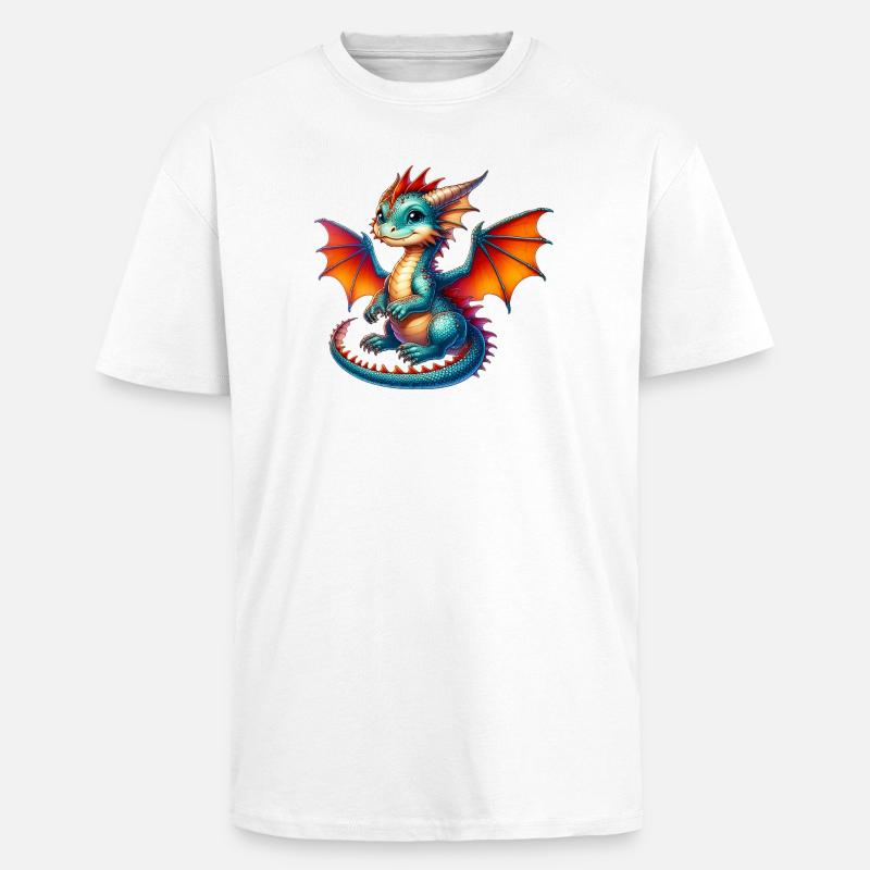 Drache - Oversized Heavyweight Unisex T-Shirt - Weiß