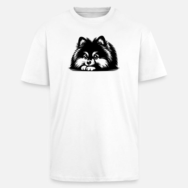 Zwergspitz Kopf mit Pfoten - Oversized Heavyweight Unisex T-Shirt - Weiß