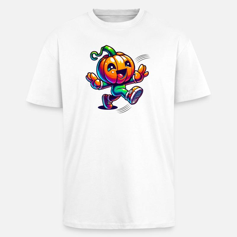 Dancing pumpkin - cute Halloween fun - Unisex Oversized Heavyweight T-shirt - white