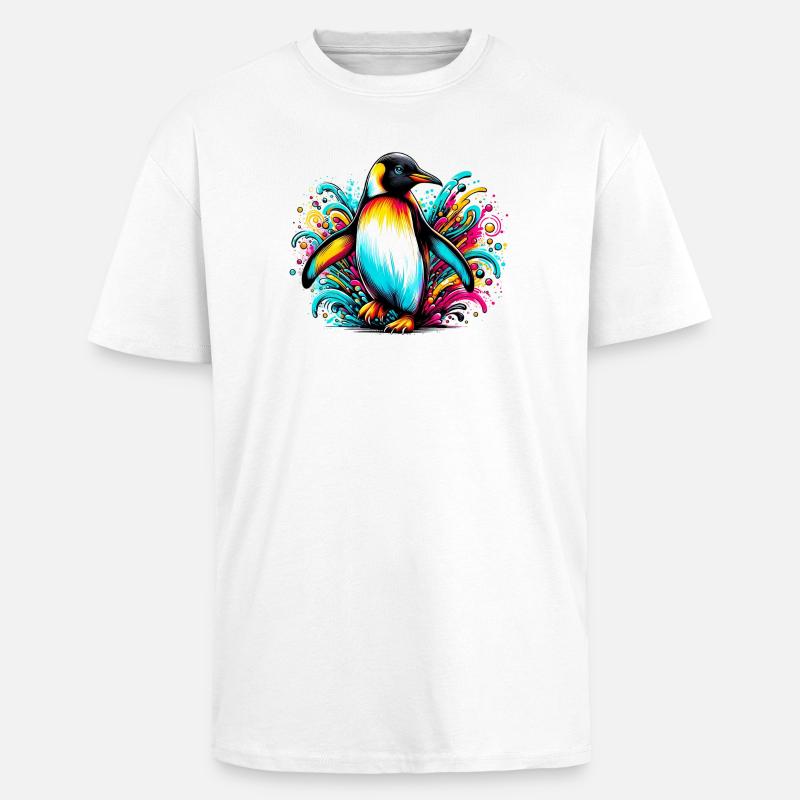 Pingouin - T-shirt unisexe oversize épais - blanc