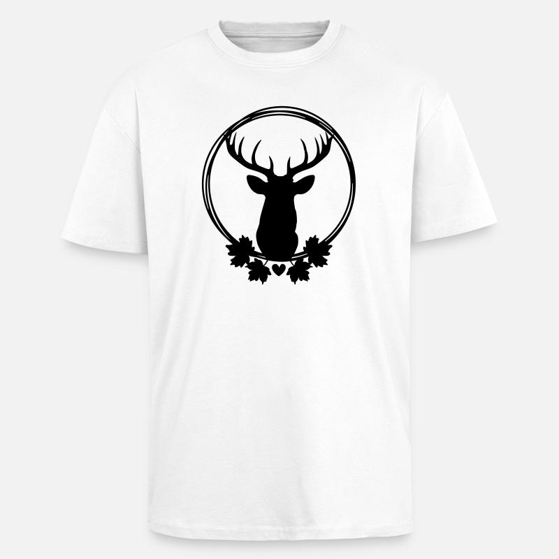 Kranz mit Hirsch - Oversized Heavyweight Unisex T-Shirt - Weiß