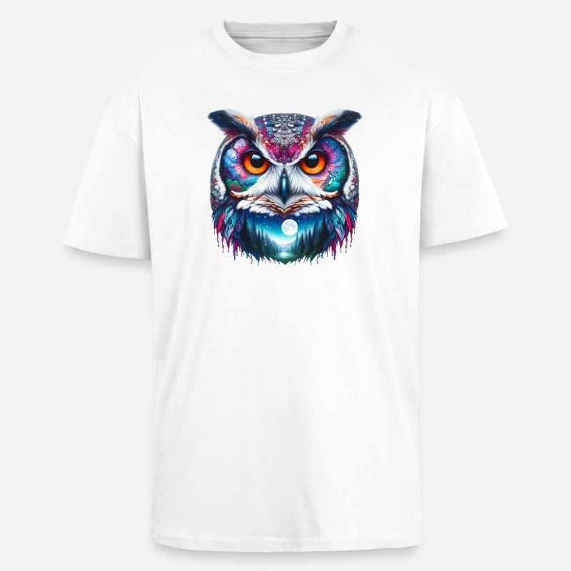Owl - Unisex Oversized Heavyweight T-shirt - white