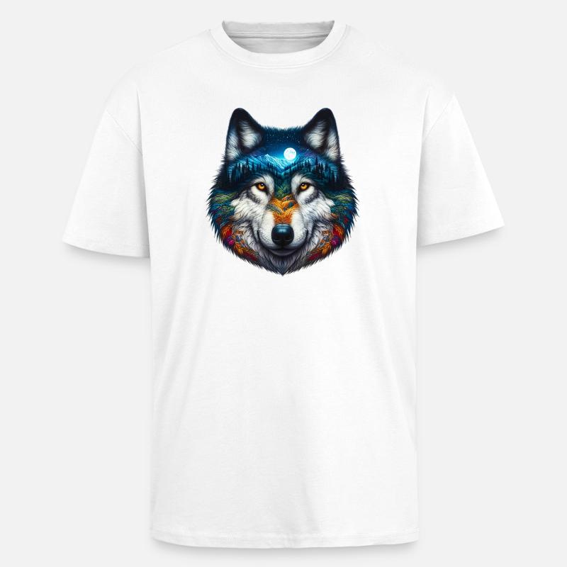 Wolf - Oversized Heavyweight Unisex T-Shirt - Weiß