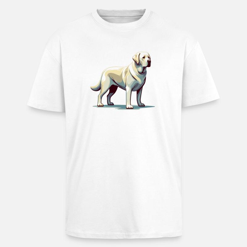 Labrador blanc debout - T-shirt unisexe oversize épais - blanc