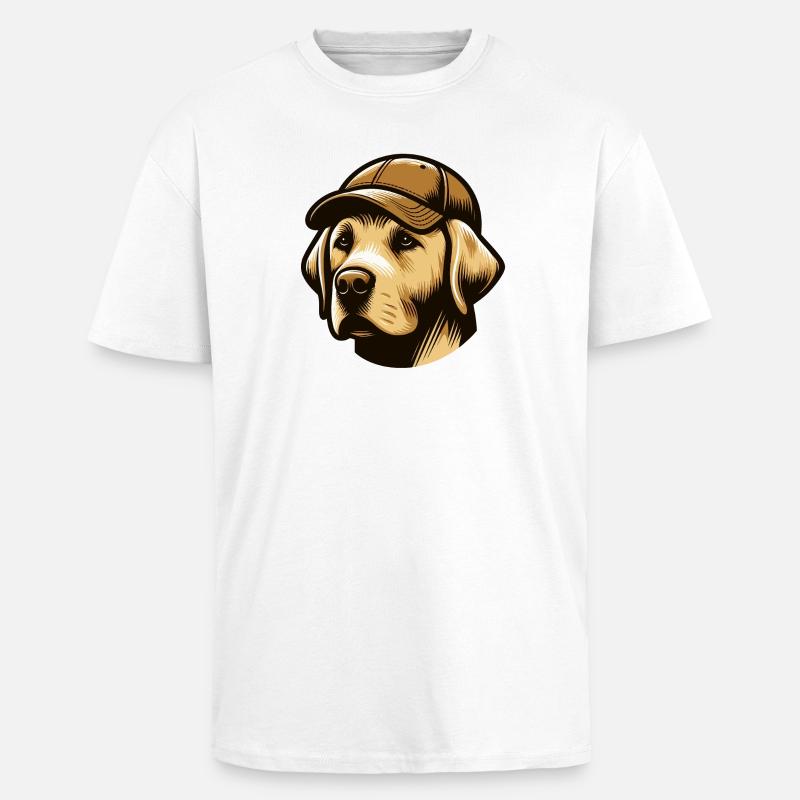 Labrador avec casquette - T-shirt unisexe oversize épais - blanc