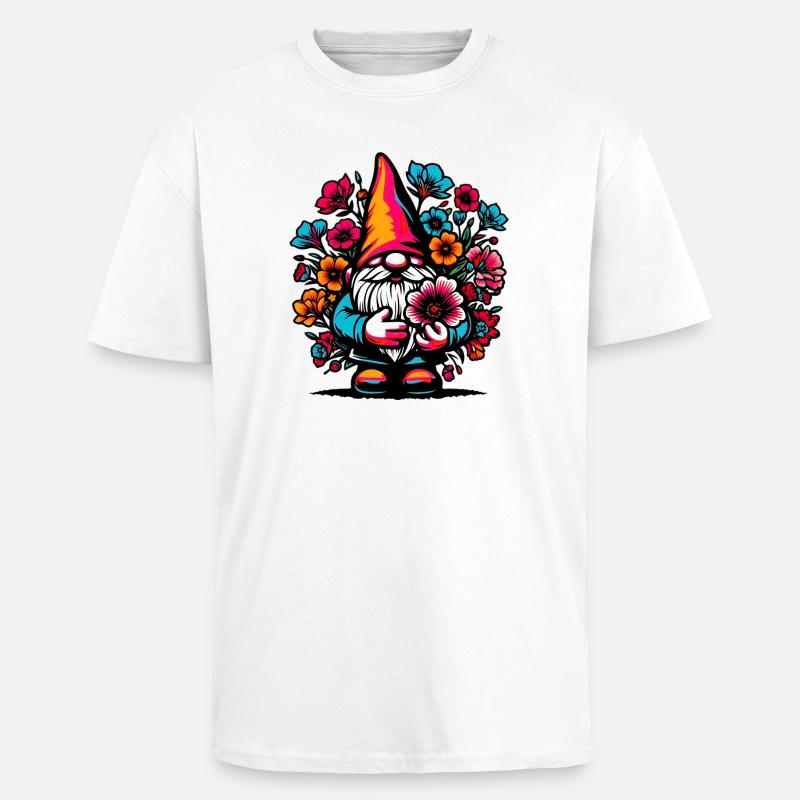 Zwerg mit Blumen - Oversized Heavyweight Unisex T-Shirt - Weiß