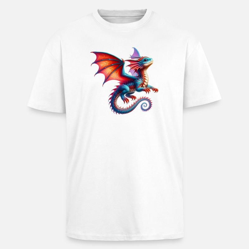 Drache - Oversized Heavyweight Unisex T-Shirt - Weiß