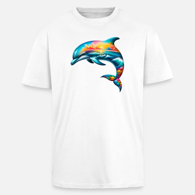 Delfin - Oversized Heavyweight Unisex T-Shirt - Weiß
