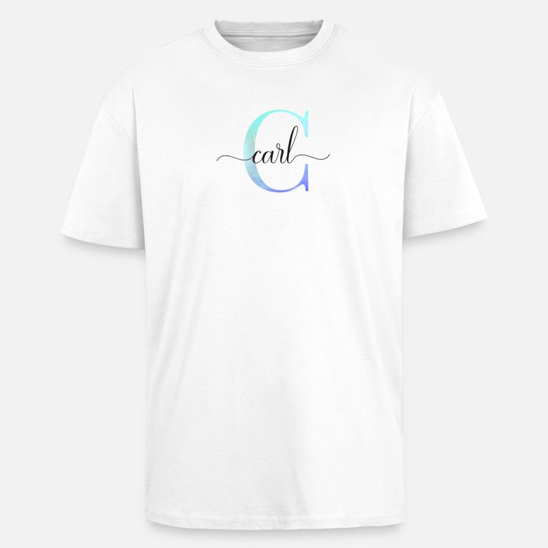 C| Monogramme | Nom | Carl | Aquarelle - T-shirt unisexe oversize épais - blanc