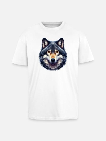 Loup - T-shirt unisexe oversize épais - blanc