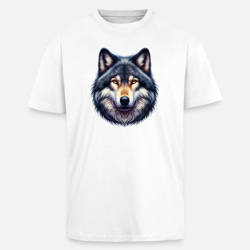 Loup - T-shirt unisexe oversize épais - blanc