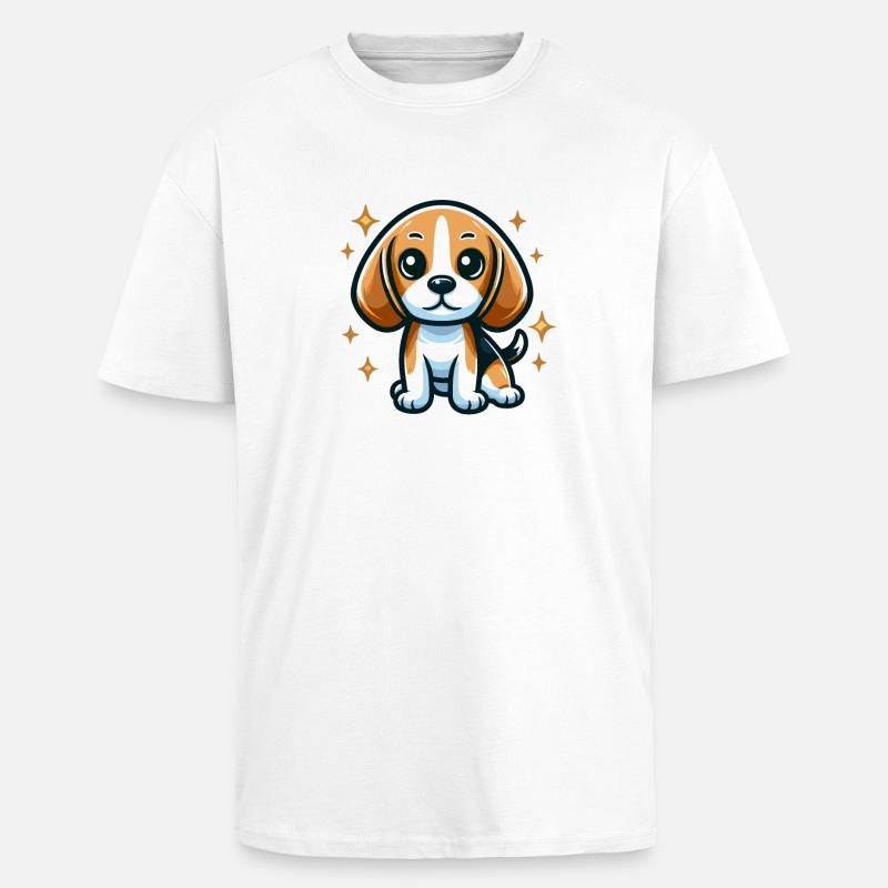 Beagle Chibi Dog - Unisex Oversized Heavyweight T-shirt - white