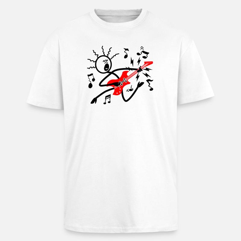 Red Electric Guitar - Unisex Oversized Heavyweight T-shirt - white