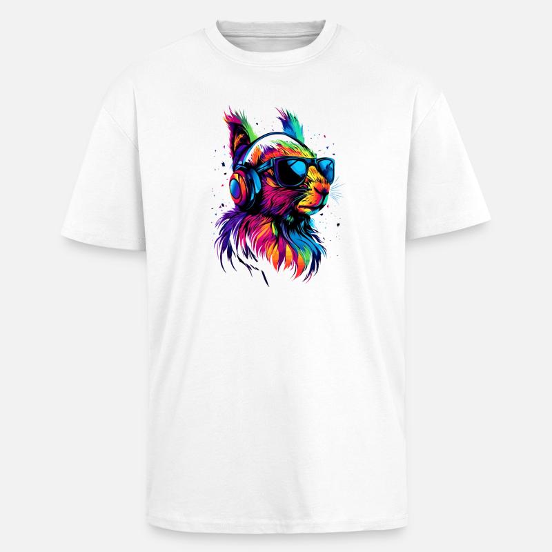 Eichhörnchen Kopfhörer Bunt Popart DJ Eichhörnchen - Oversized Heavyweight Unisex T-Shirt - Weiß