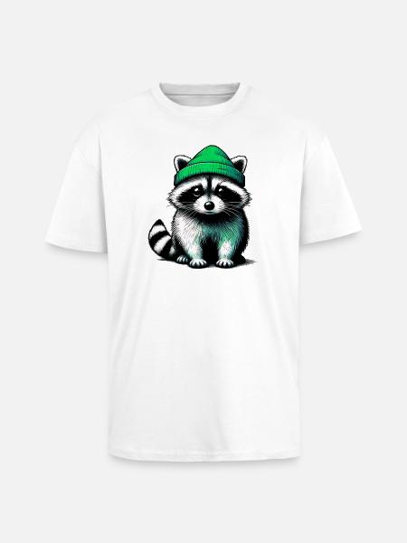 Raccoon - Unisex Oversized Heavyweight T-shirt - white