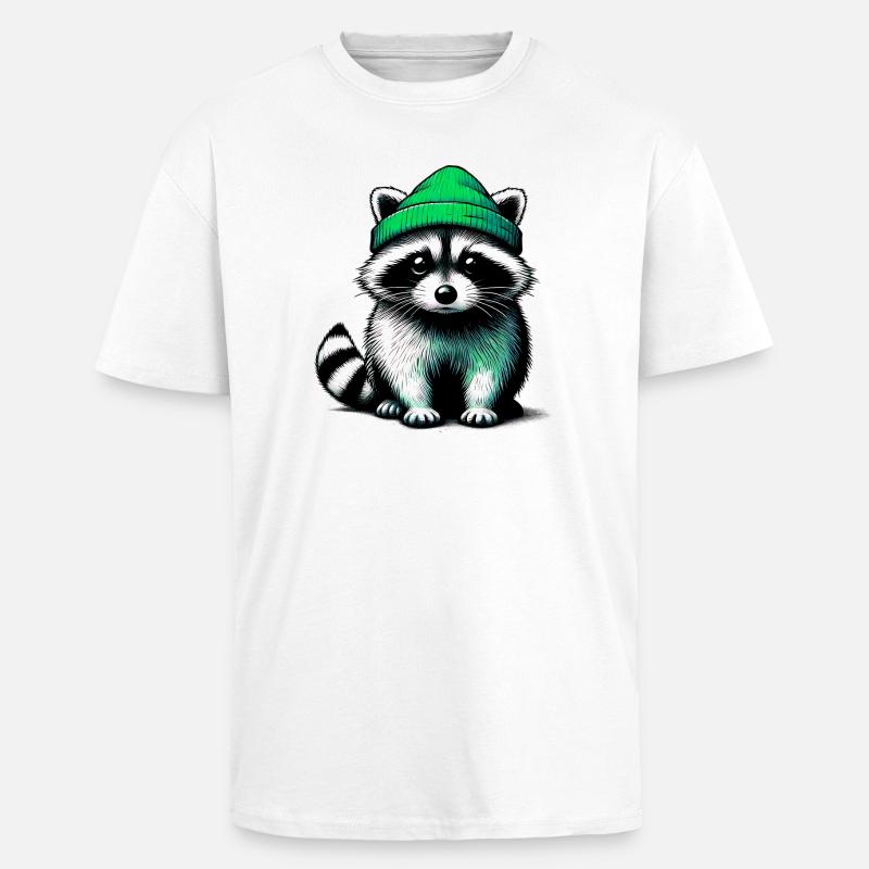 Waschbär - Oversized Heavyweight Unisex T-Shirt - Weiß