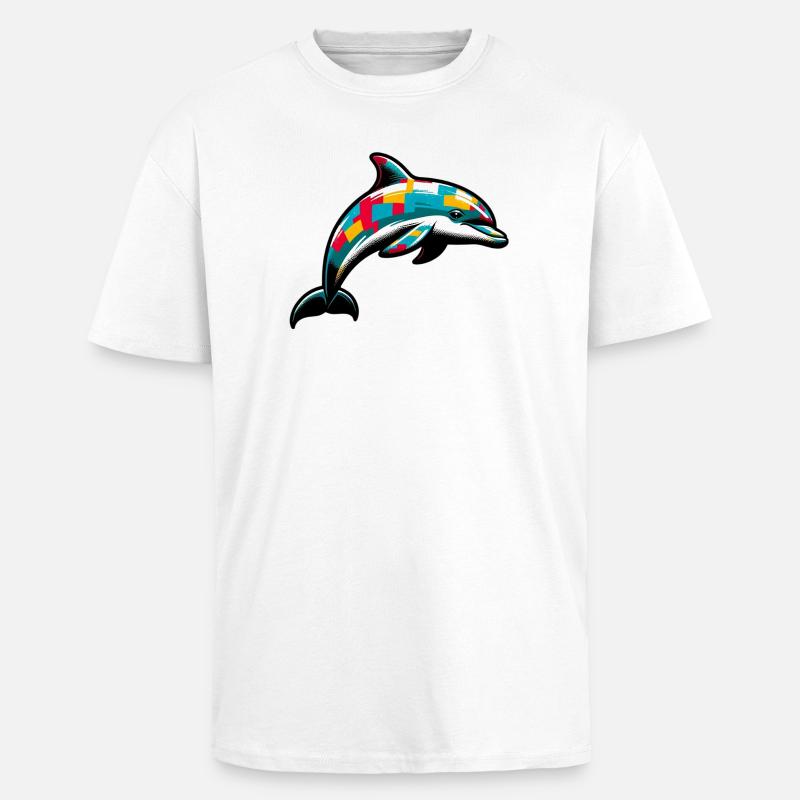 Delfin - Oversized Heavyweight Unisex T-Shirt - Weiß