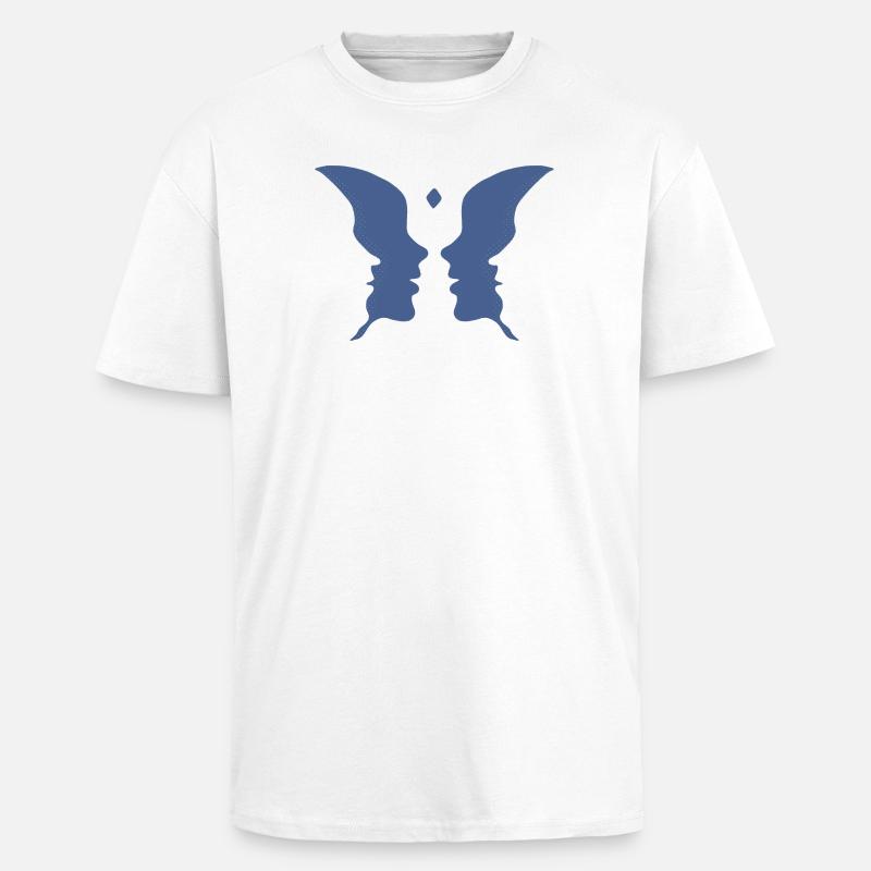Küssende Gesichter oder ein Schmetterling - Oversized Heavyweight Unisex T-Shirt - Weiß