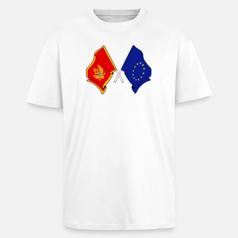 Drapeau du Monténégro, drapeau de l’Europe - T-shirt unisexe oversize épais - blanc