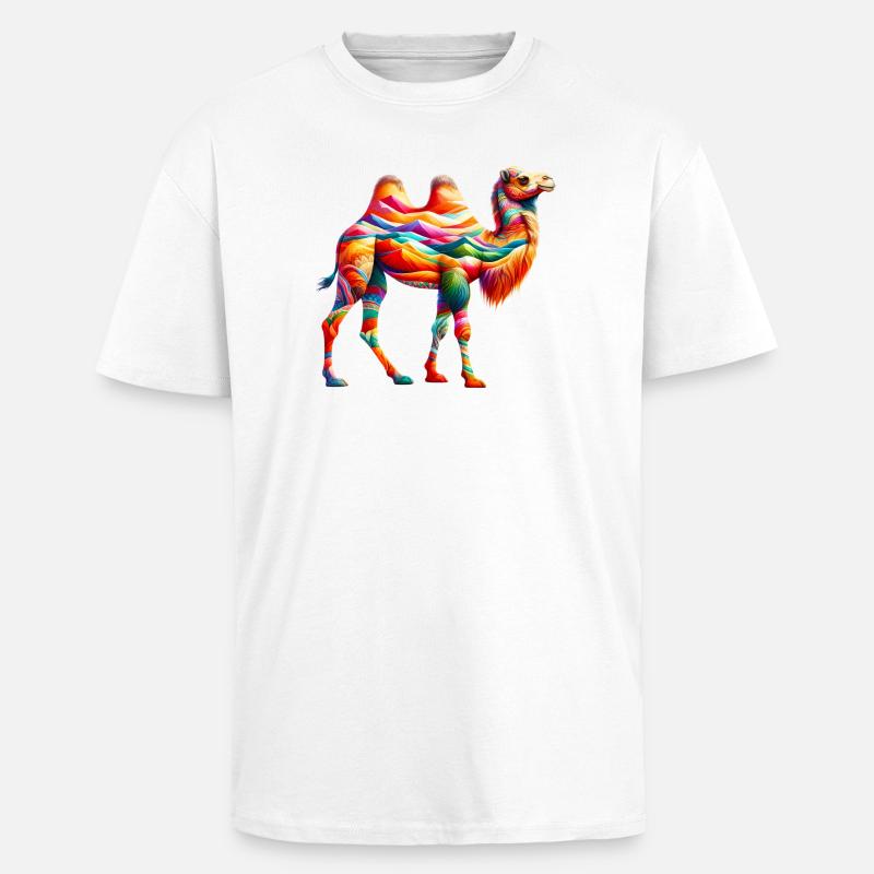 Kamel - Unisex oversized t-shirt i kraftig kvalitet - vit
