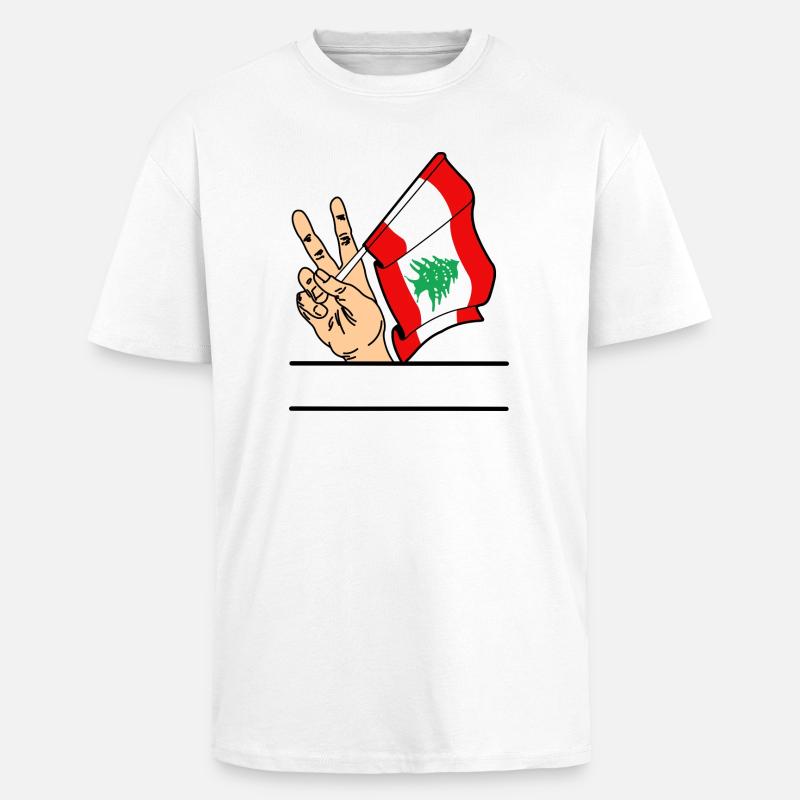 Flagge Libanon Friedenszeichen Textraum - Oversized Heavyweight Unisex T-Shirt - Weiß