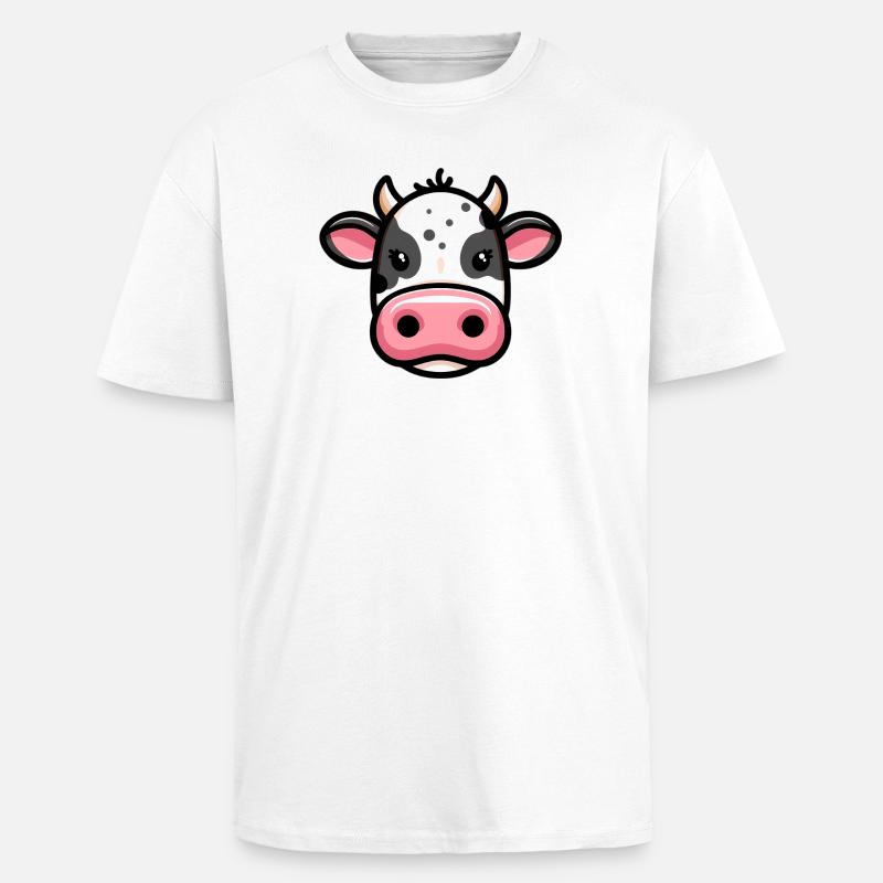 Mucca - T-shirt unisex oversize pesante - bianco