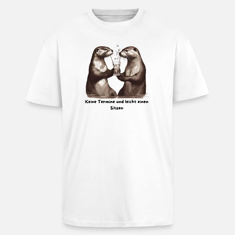 Otterfreunde Prost am Trinkglas - Oversized Heavyweight Unisex T-Shirt - Weiß