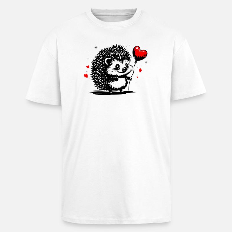 Igel mit Herz Luftballon - Heartful Creatures - Oversized Heavyweight Unisex T-Shirt - Weiß