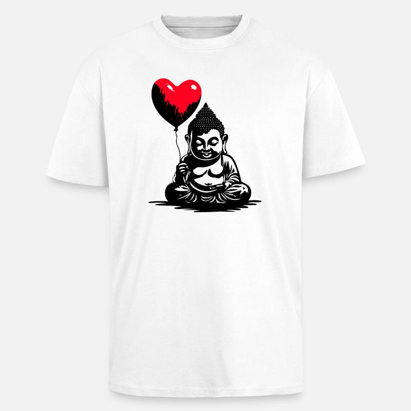 Buddha mit Herz Luftballon - Heartful Creatures - Oversized Heavyweight Unisex T-Shirt - Weiß