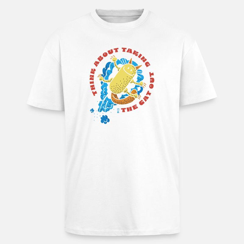 Cat Out - T-shirt unisexe oversize épais - blanc