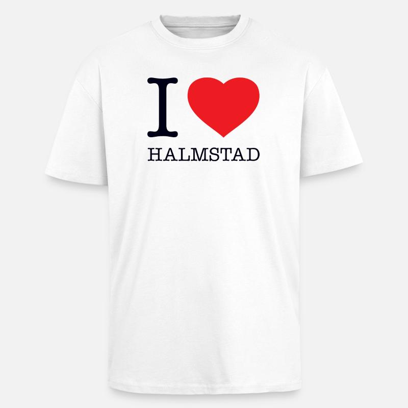 I LOVE HALMSTAD - Oversized Heavyweight Unisex T-Shirt - Weiß