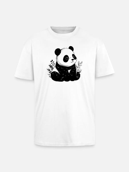 Panda - Unisex Oversized Heavyweight T-shirt - white
