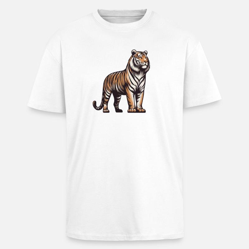 Tiger - Oversized Heavyweight Unisex T-Shirt - Weiß