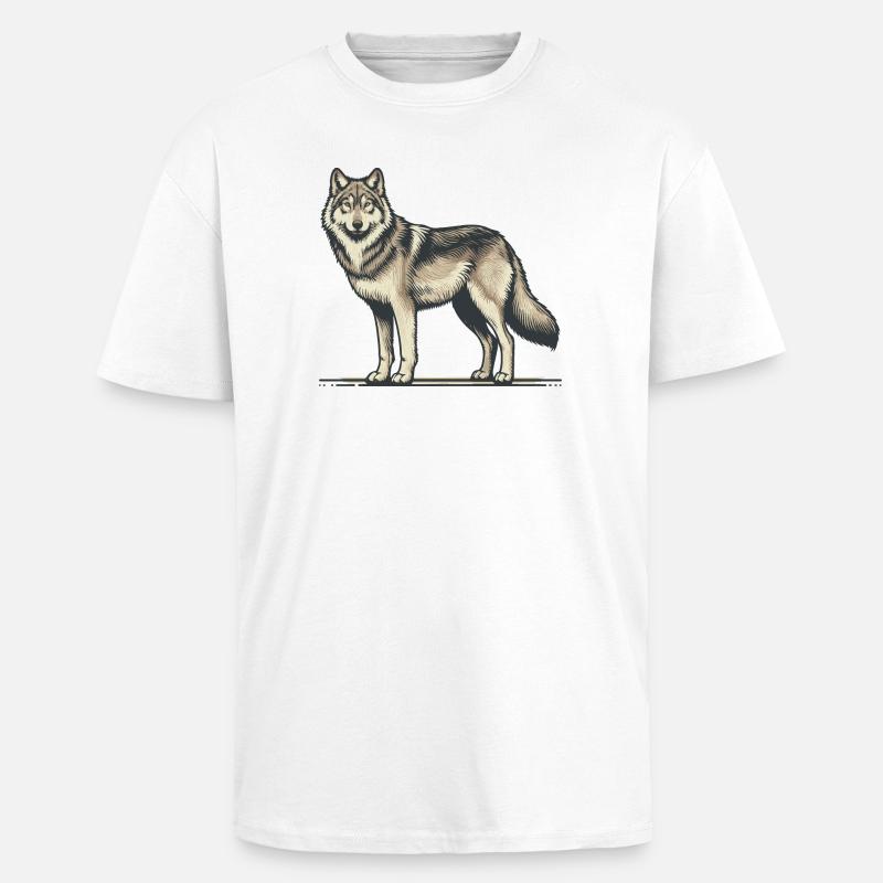 Loup - T-shirt unisexe oversize épais - blanc