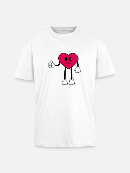 Cœur - T-shirt unisexe oversize épais - blanc