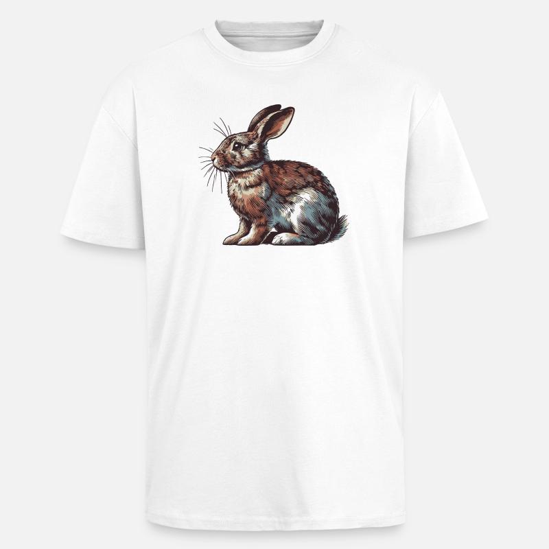 Hase - Oversized Heavyweight Unisex T-Shirt - Weiß