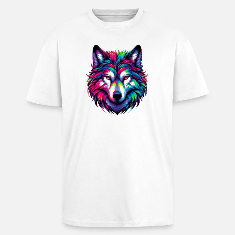 Loup - T-shirt unisexe oversize épais - blanc