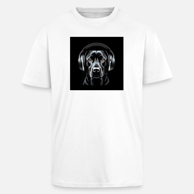 Labrador mit Kopfhörern Kunstmotiv - Oversized Heavyweight Unisex T-Shirt - Weiß