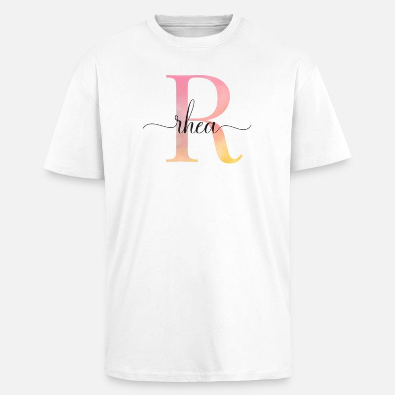 L | Monogramme | Nom | Nandou |Aquarelle - T-shirt unisexe oversize épais - blanc
