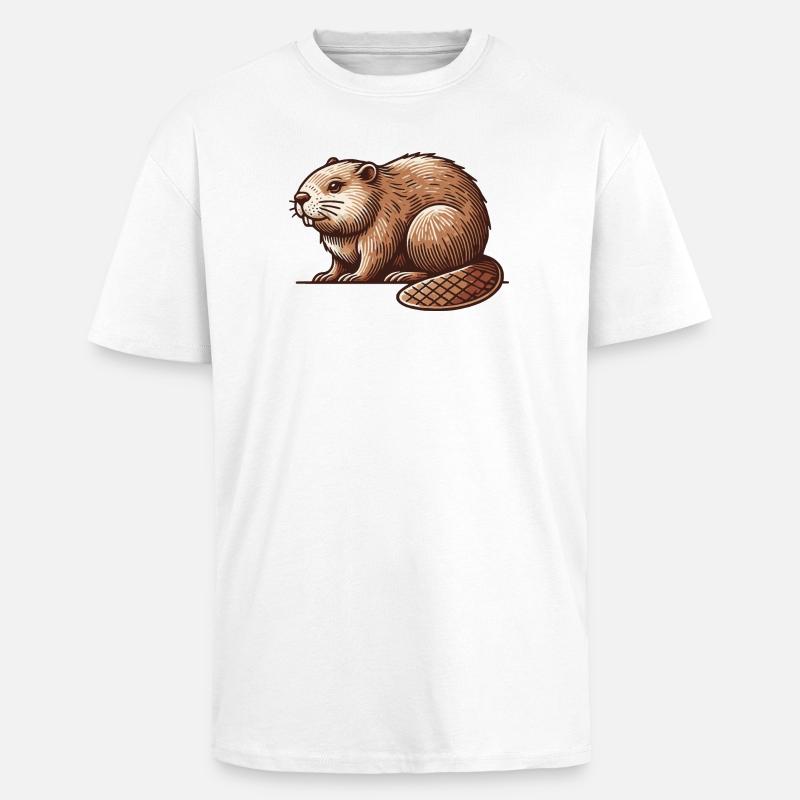 Castor - T-shirt unisexe oversize épais - blanc