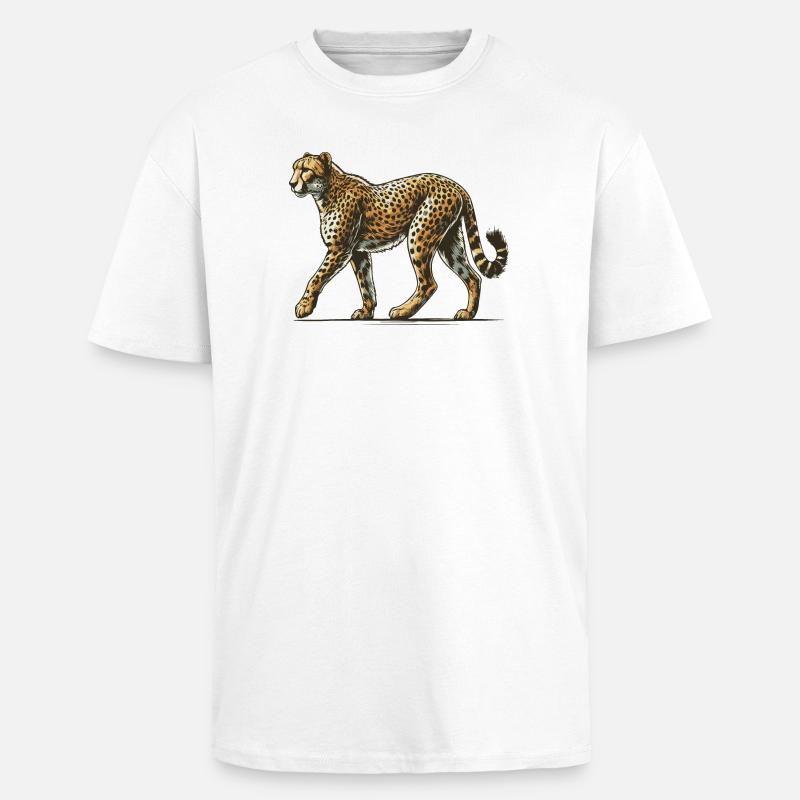 Guépard - T-shirt unisexe oversize épais - blanc