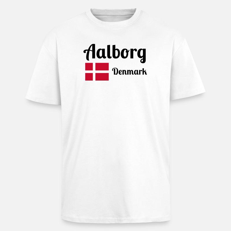 Aalborg, Danemark - Imprimés élégants - T-shirt unisexe oversize épais - blanc