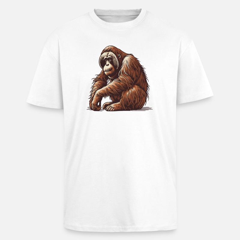 Orang-outan - T-shirt unisexe oversize épais - blanc