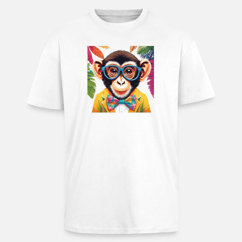 Lebendiger Affe in stilvoller Kleidung - Oversized Heavyweight Unisex T-Shirt - Weiß