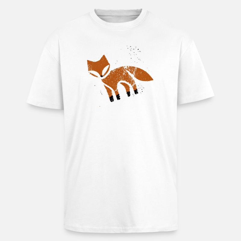 Rustic fox in stamp look - Unisex Oversized Heavyweight T-shirt - white