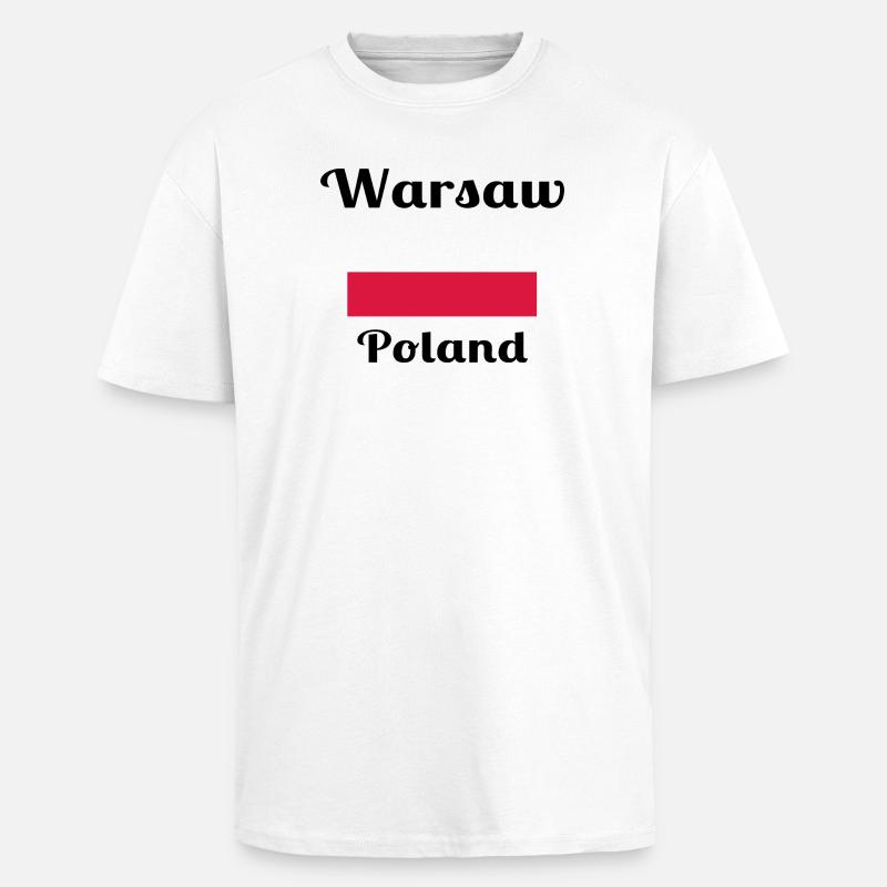 Varsovie, Pologne - Imprimés élégants - T-shirt unisexe oversize épais - blanc