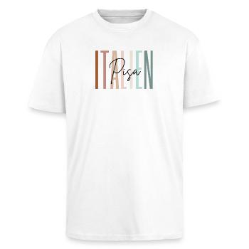 Italien Urlaub Pisa Städtereise Geschenk - Oversized Heavyweight Unisex T-Shirt - Weiß - Vorne - Alina (178cm) & Michal (187cm)