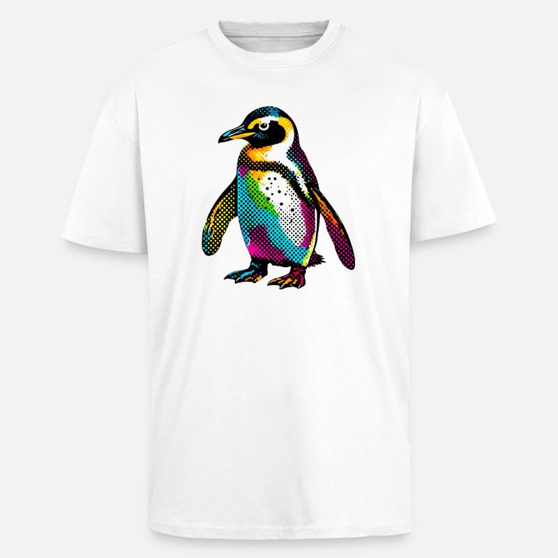 Pingouin - T-shirt unisexe oversize épais - blanc