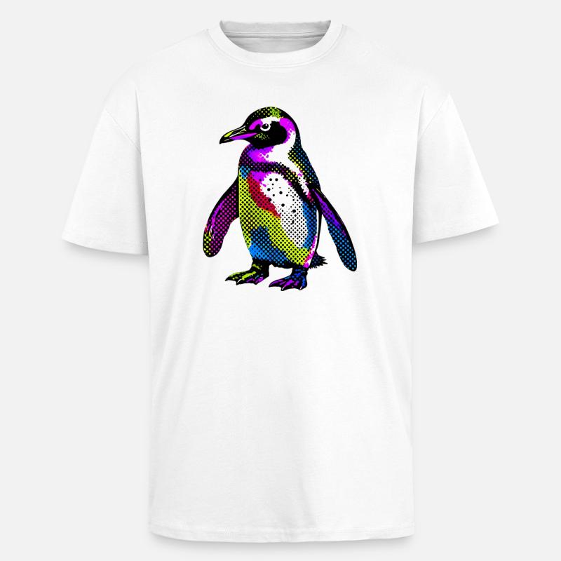 Pingouin - T-shirt unisexe oversize épais - blanc